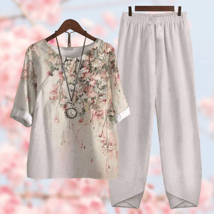 Elora - Eleganter Vintage-Blumenprint Zweiteiliger Set