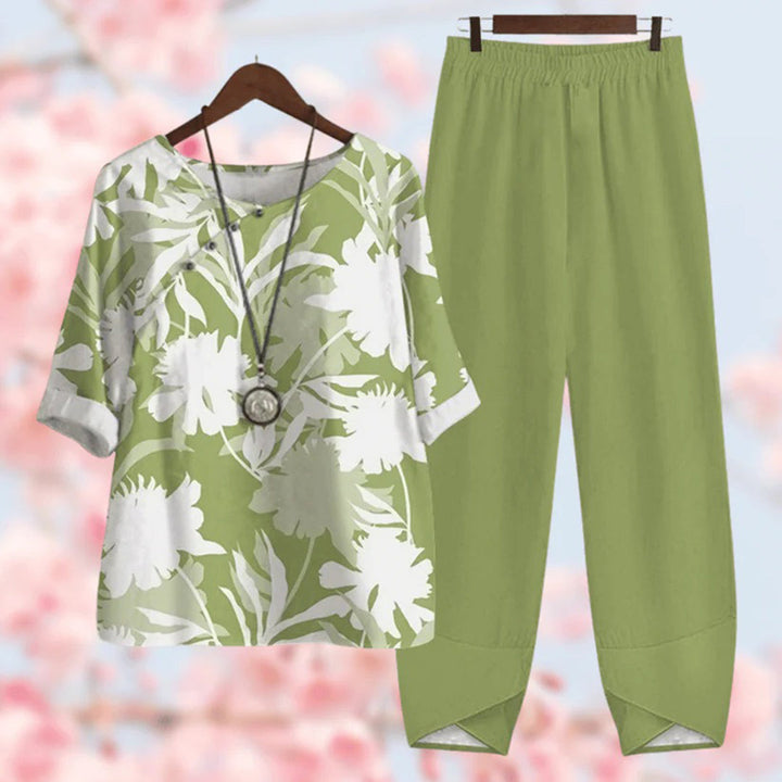 Elora - Eleganter Vintage-Blumenprint Zweiteiliger Set