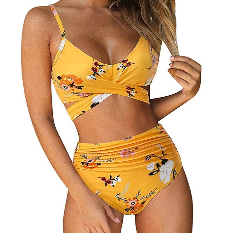 Zestaw Biquíni de Cintura Alta para Mulheres - Moda Elegancka i Współczesna w Modzie Praia