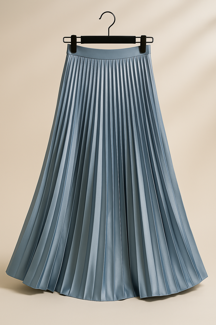 Elva - Elegancka satynowa spódnica plisowana z wysoką talią dla wyrafinowanego wyglądu