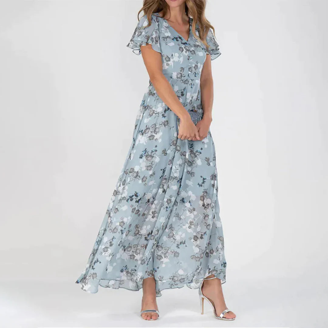 Celeste - Elegancka damska sukienka maxi w kwiaty w stylu vintage