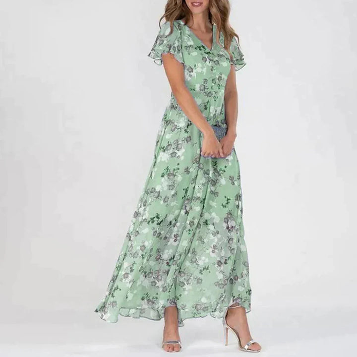 Celeste - Elegancka damska sukienka maxi w kwiaty w stylu vintage