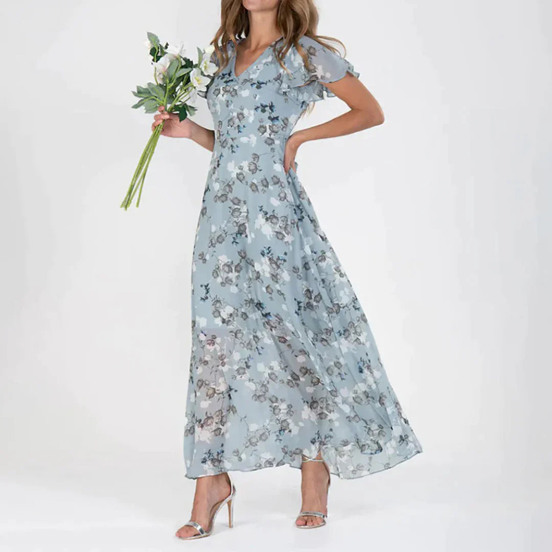 Celeste - Elegancka damska sukienka maxi w kwiaty w stylu vintage