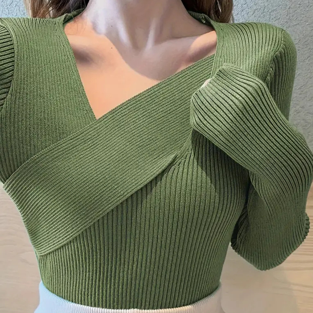 Damska elegancka sukienka swetrowa - ELLIE dla eleganckiego i wyrafinowanego stylu