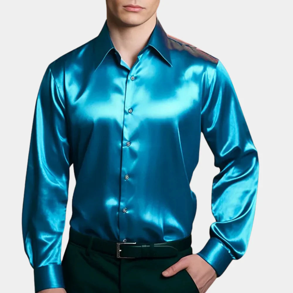 Laurent - Elegancka luksusowa satynowa koszula zapewniająca stylowy wygląd