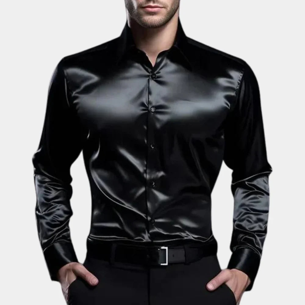 Laurent - Elegancka luksusowa satynowa koszula zapewniająca stylowy wygląd