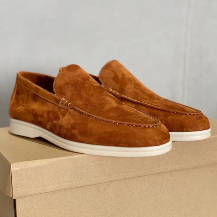 Eleganckie zamszowo-skórzane męskie mokasyny z wygodną miękką podeszwą dla stylu i wygody