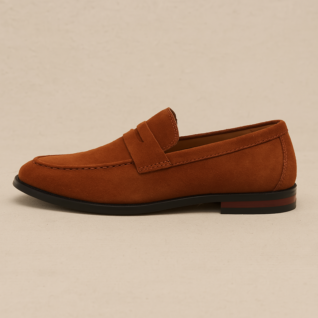 Męskie loafersy zamszowe penny – wsuwane półbuty na co dzień