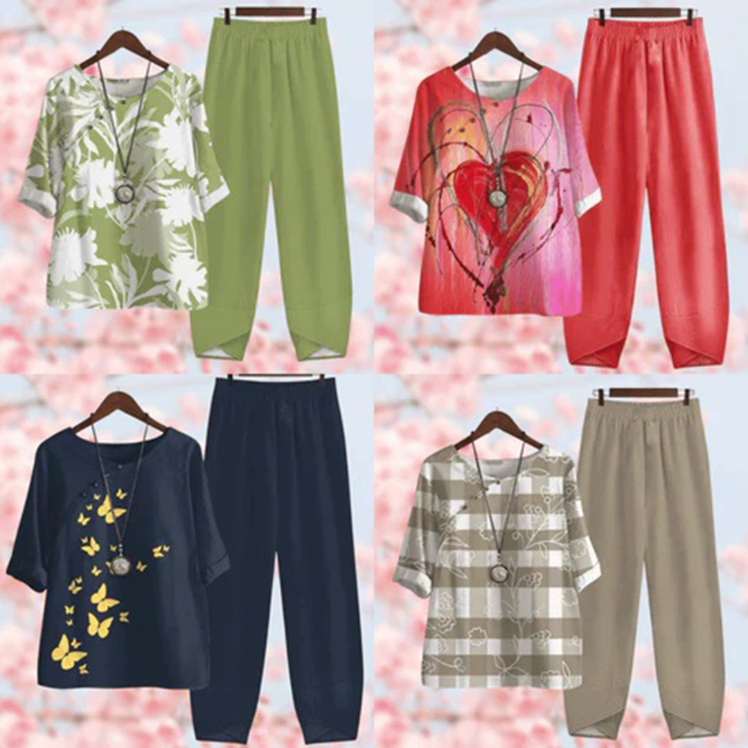 Elora - Eleganter Vintage-Blumenprint Zweiteiliger Set
