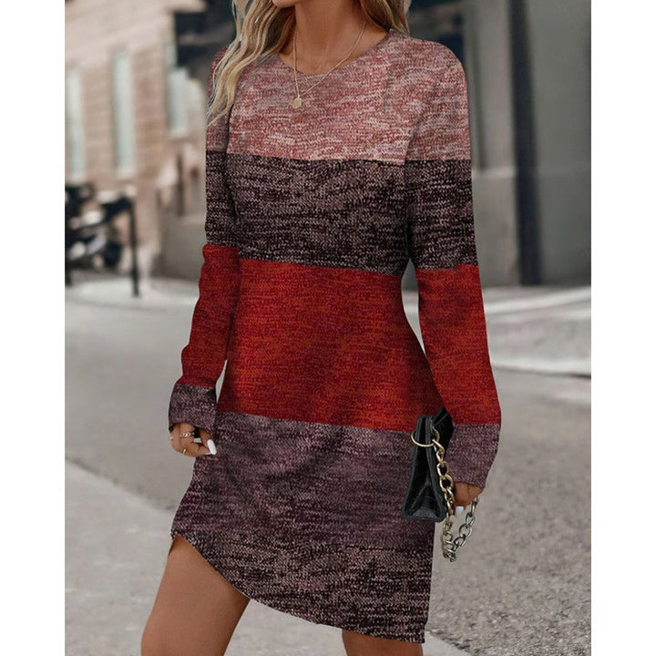 Robe Mini en Tricot pour Femmes - Coupe Décontractée - Manches Longues - Encolure Ronde -Tissu Doux et Confortable