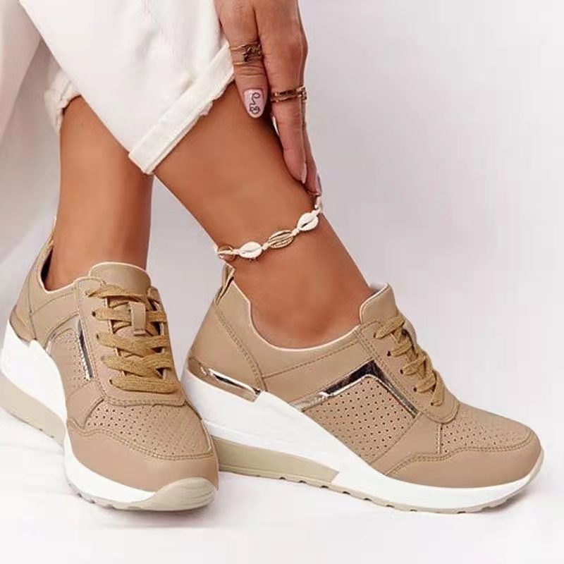 Stylowe sneakersy damskie na co dzień z podeszwą na platformie, oddychającymi panelami z siateczki i wygodnym sznurowaniem