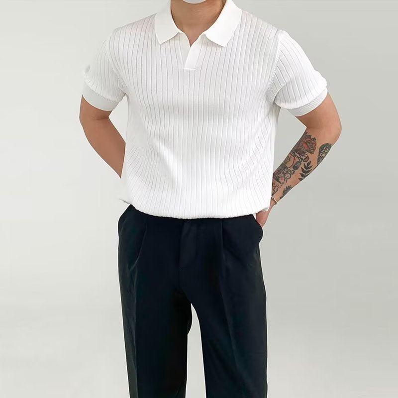 Polo Uomo in Cotone a Costine - Vestibilità Standard - Manica Corta, Perfetto per Uno Stile Casual