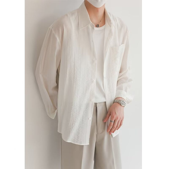 Camisa de manga larga para hombres - Algodón ligero - Ajuste relajado - Estilo casual con botones