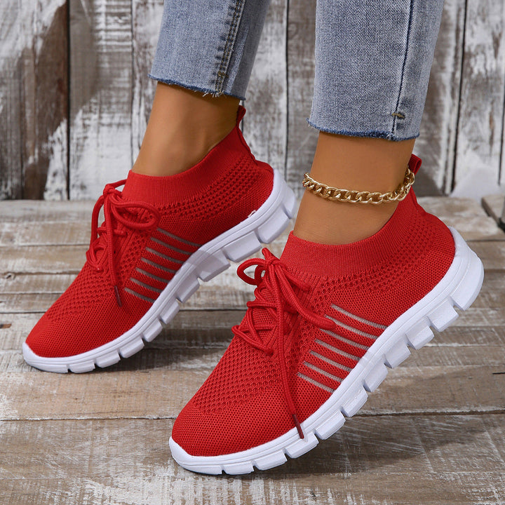 Damskie sneakersy sportowe z siateczki Flyknit - lekki, oddychający krój przypominający skarpetę dla wygody na co dzień