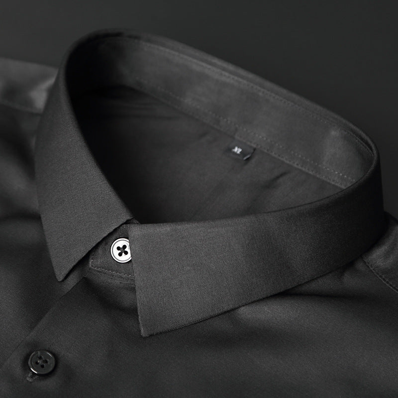 Koszulka męska z guzikami - Wąski fason - Rozciągliwa i antypoślizgowa tkanina bawełniana - Elegancki fason do biura