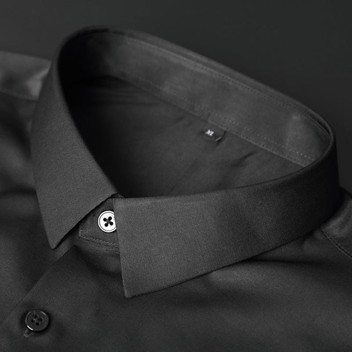 Koszulka męska z guzikami - Wąski fason - Rozciągliwa i antypoślizgowa tkanina bawełniana - Elegancki fason do biura