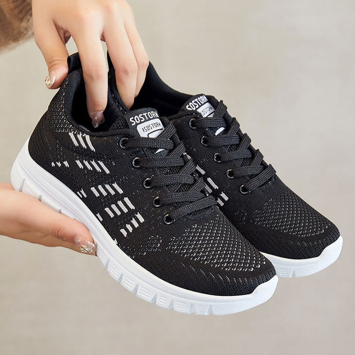 Sneakersy damskie - Oddychająca dzianina - Amortyzowana podeszwa - Lekka sznurowana cholewka