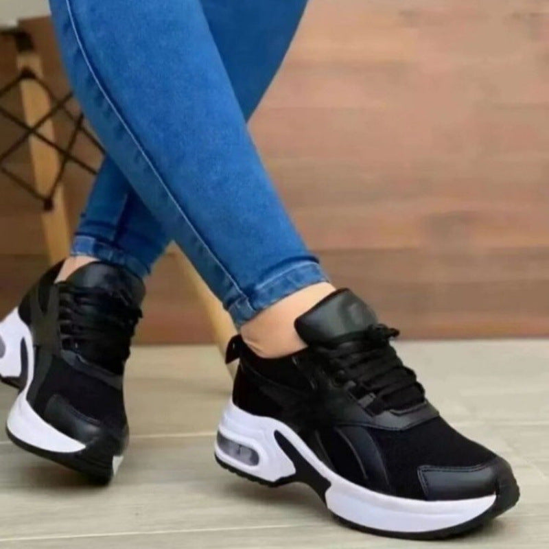 Damskie oddychające sneakersy z siateczki z amortyzowaną podeszwą i sznurowanym sportowym krojem