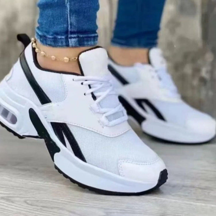 Damskie oddychające sneakersy z siateczki z amortyzowaną podeszwą i sznurowanym sportowym krojem