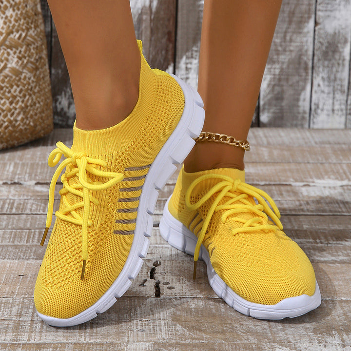 Damskie sneakersy sportowe z siateczki Flyknit - lekki, oddychający krój przypominający skarpetę dla wygody na co dzień