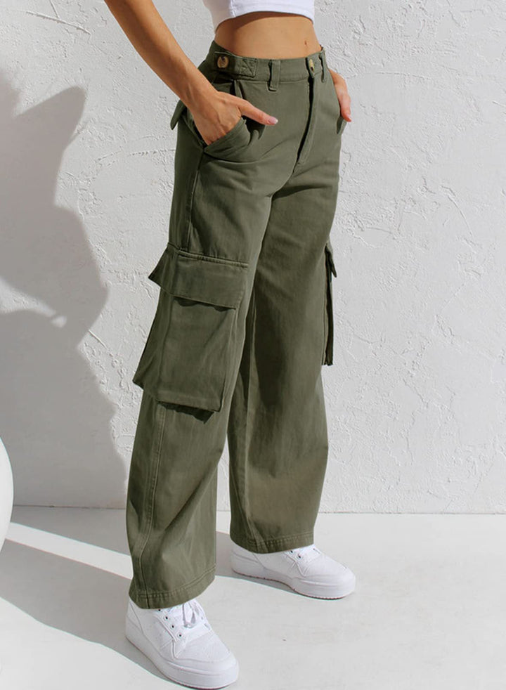 Niva - Jeans Cargo à la Mode pour Femmes, Taille Haute Élégante