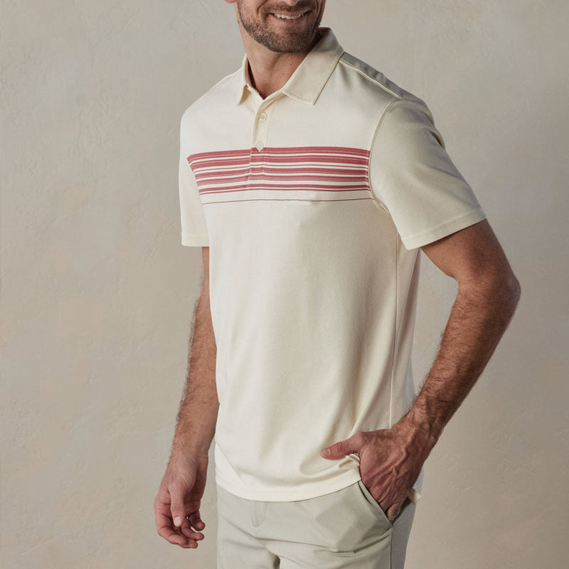 Stylowa męska koszulka polo Slim Fit z mieszanki bawełny z dekoltem w szpic i modnymi paskami do noszenia na co dzień