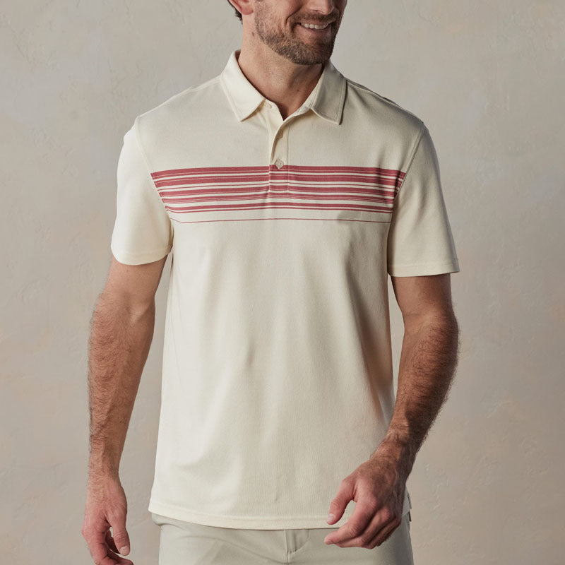 Stylowa męska koszulka polo Slim Fit z mieszanki bawełny z dekoltem w szpic i modnymi paskami do noszenia na co dzień