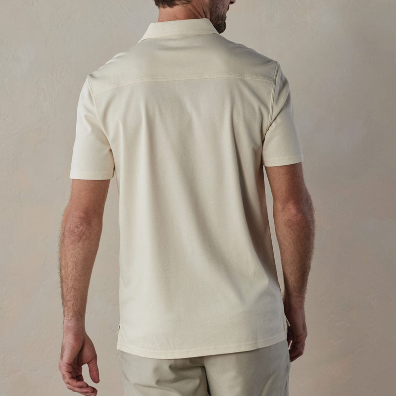 Stylowa męska koszulka polo Slim Fit z mieszanki bawełny z dekoltem w szpic i modnymi paskami do noszenia na co dzień
