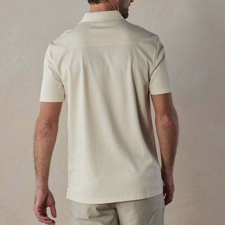 Stylowa męska koszulka polo Slim Fit z mieszanki bawełny z dekoltem w szpic i modnymi paskami do noszenia na co dzień