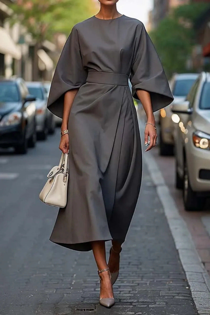 Stylowa letnia sukienka Batwing z wygodnym paskiem w talii