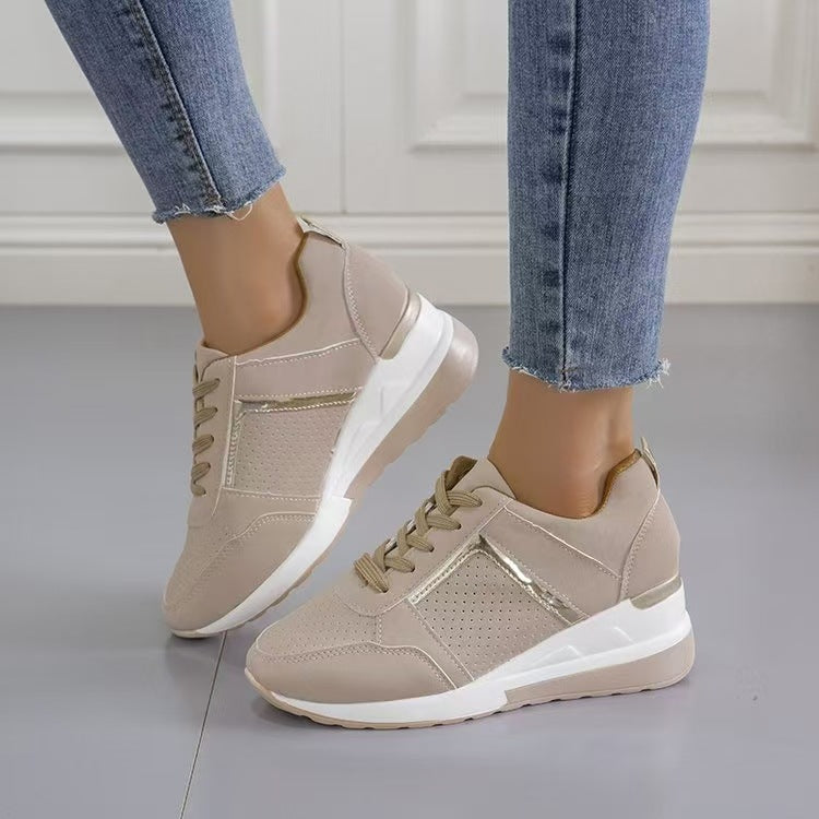 Stylowe sneakersy damskie na co dzień z podeszwą na platformie, oddychającymi panelami z siateczki i wygodnym sznurowaniem