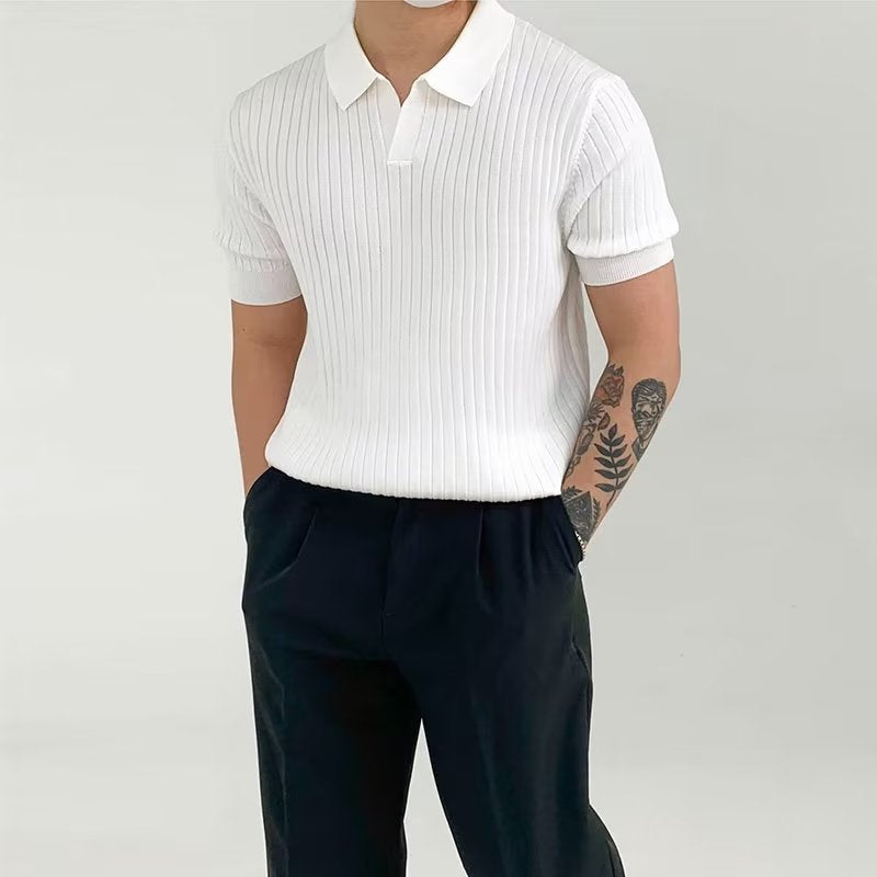 Polo Uomo in Cotone a Costine - Vestibilità Standard - Manica Corta, Perfetto per Uno Stile Casual