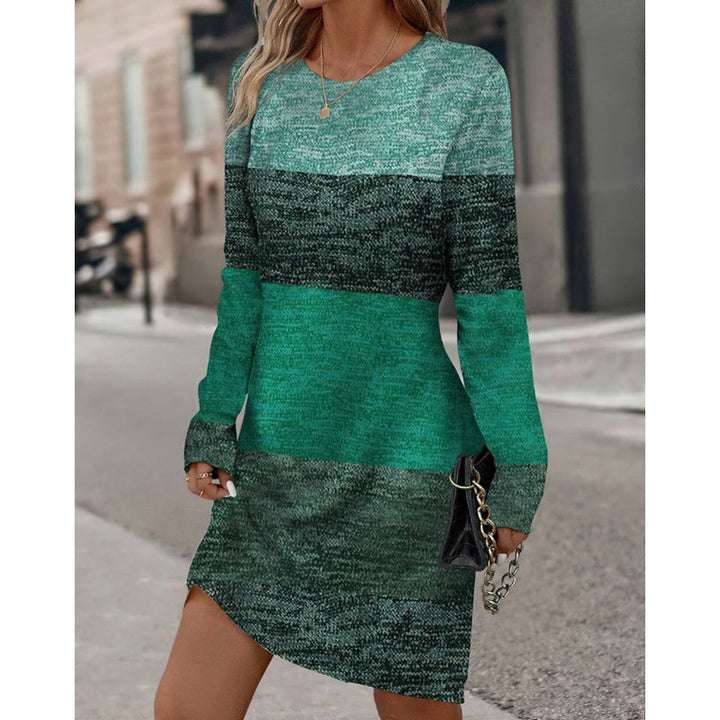 Robe Mini en Tricot pour Femmes - Coupe Décontractée - Manches Longues - Encolure Ronde -Tissu Doux et Confortable