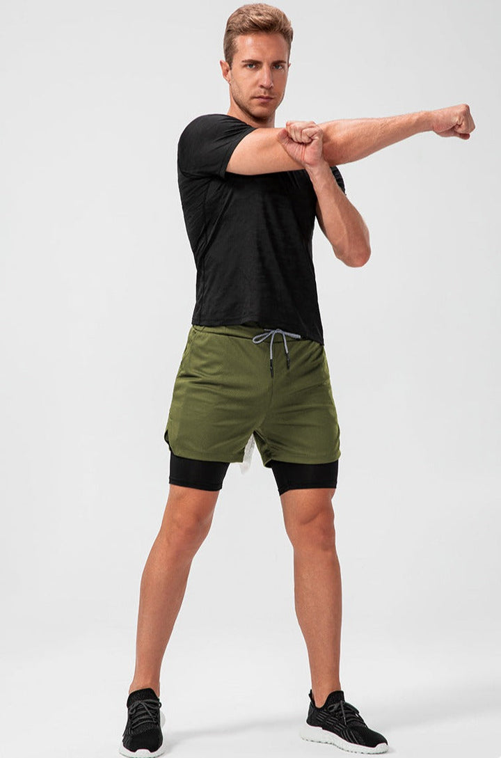 Spodenki fitness dla mężczyzn z podwójną warstwą - Confort et Performance Ultimes