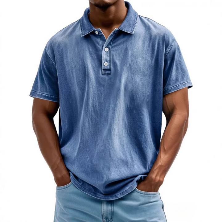 Męska koszulka polo o luźnym kroju - Vintage Washed Style - Krótki rękaw Casual Comfort