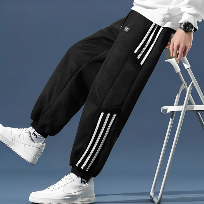 Stylowe, casualowe spodnie męskie UrbanFlow z modnymi paskami