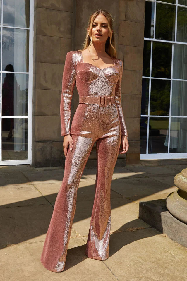 Elegancki kombinezon Marissa Paillette Jumpsuit na wyjątkową noc