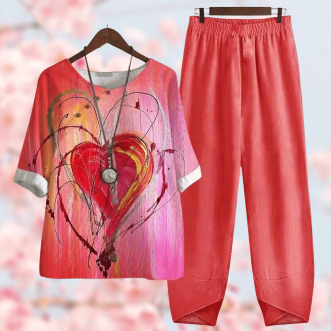 Elora - Eleganter Vintage-Blumenprint Zweiteiliger Set