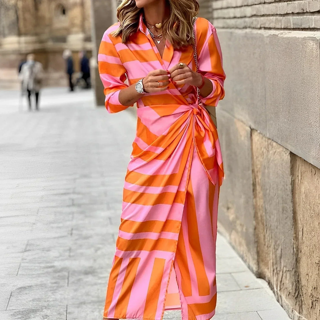 Velanora Elegantes Wrap-Kleid mit trendigem Print aus leichtem Stoff