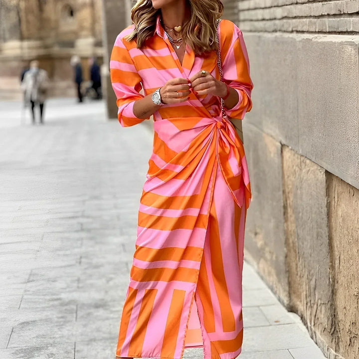 Velanora Elegantes Wrap-Kleid mit trendigem Print aus leichtem Stoff