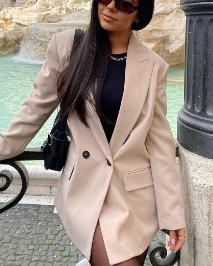 PowerChic - Stylowy i elegancki dwurzędowy blezer damski