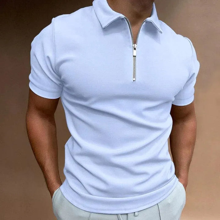 Męska koszulka polo Slim Fit z zamkiem błyskawicznym - oddychająca koszulka z krótkim rękawem w stylu casualowym