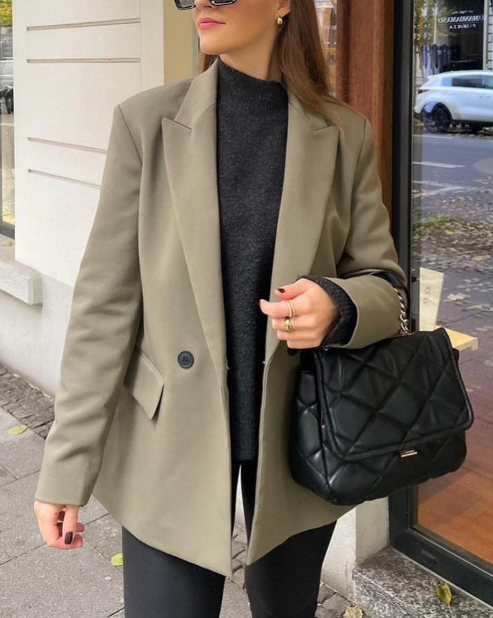 PowerChic - Stylowy i elegancki dwurzędowy blezer damski