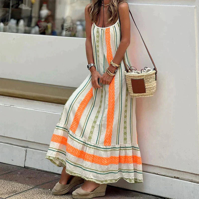 Elegancki pomarańczowy Sommerkleid z lekkiego materiału