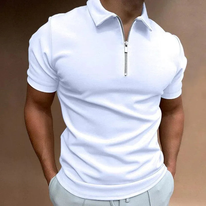Męska koszulka polo Slim Fit z zamkiem błyskawicznym - oddychająca koszulka z krótkim rękawem w stylu casualowym