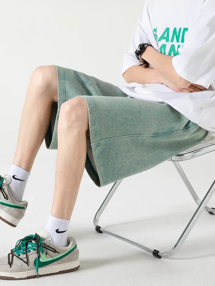 Szorty męskie - Coupe Confortable - Mélange de Coton - Taille Élastique - Mi-Genoux