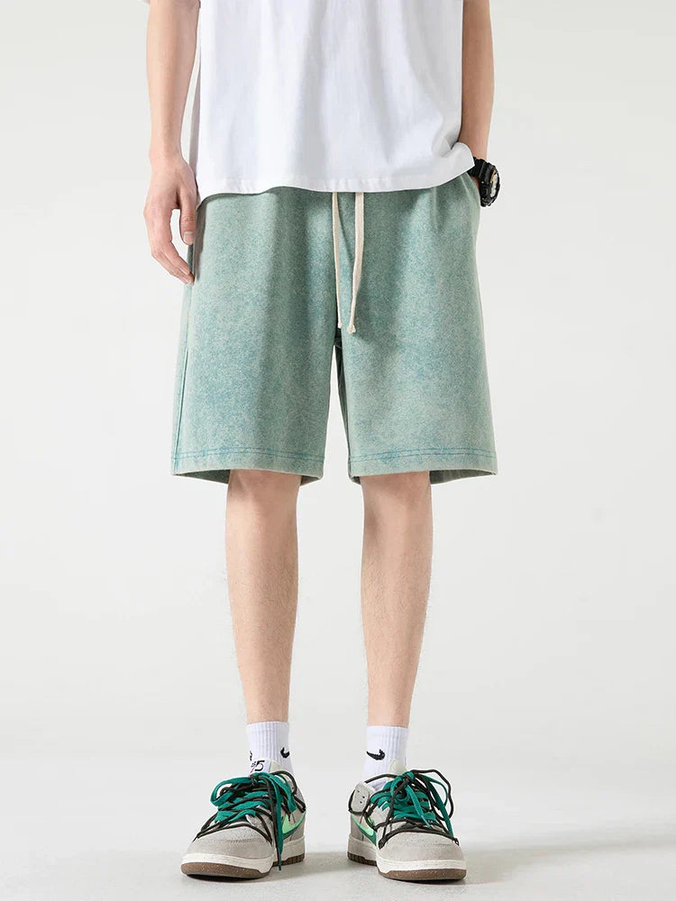 Szorty męskie - Coupe Confortable - Mélange de Coton - Taille Élastique - Mi-Genoux