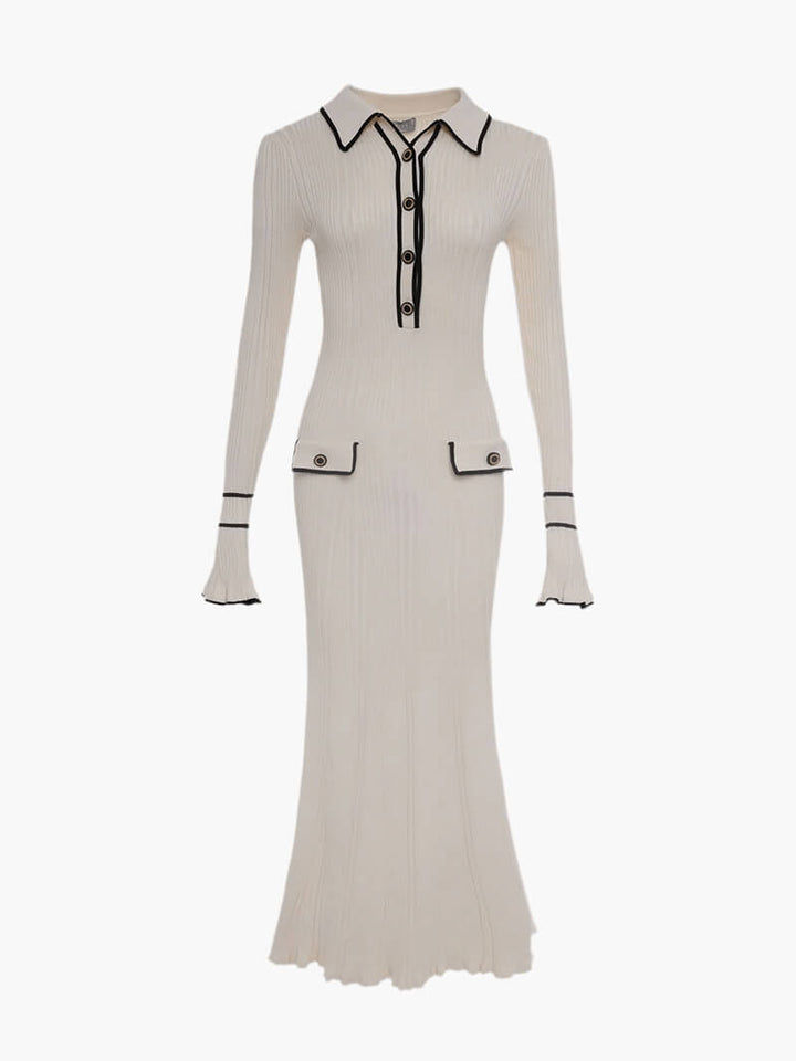 Sweater Kleid mit langen Ärmeln aus raffiniertem Rippenstrick für Damen