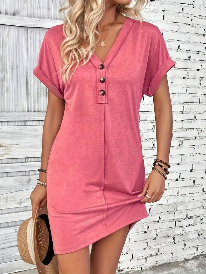 Kamizelka Casual para Mujeres con Cuello en V, Botones y Manga Corta - Ajuste Relajado y Ligero