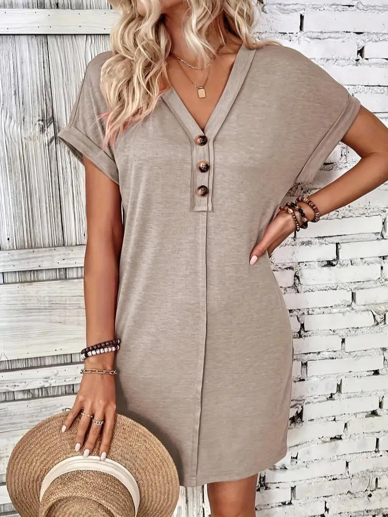 Kamizelka Casual para Mujeres con Cuello en V, Botones y Manga Corta - Ajuste Relajado y Ligero